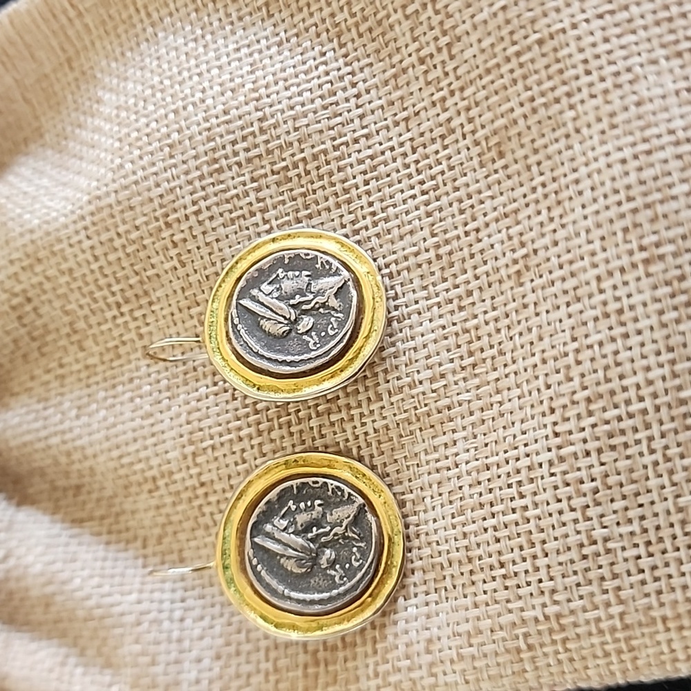 Dual-Tone Coin Earrings